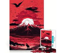 Rompecabezas Atardecer Rojo sobre el Monte Fuji para Adolescentes, 1000 Piezas, estimula la Memoria, Relajante, Divertido, de Corte Premium, Regalo Elegante (50x75cm)