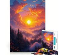 Rompecabezas Atardecer sobre Bosque brumoso para Adolescentes, 1000 Piezas, Juguete de lógica, diversión Relajante, Bordes Suaves, Regalo de cumpleaños 38x26cm