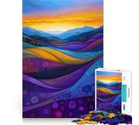 Rompecabezas Atardecer sobre colinas abstractas de 1000 Piezas para Adolescentes Juego de ingenio, Tiempo de Paz, 38x26cm