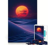 Rompecabezas Atardecer sobre Dunas de Arena Azul para Adultos, 1000 Piezas Piensa en un Juguete Inteligente para el hogar Disfruta de un Corte preciso Decoración de Pared 38x26cm