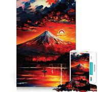 Rompecabezas Atardecer sobre el Monte Fuji de 1000 Piezas para Adolescentes Juguete de lógica Resistente Actividad para el hogar Bordes Transparentes Regalo Ideal 50x75cm