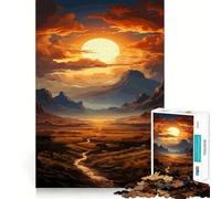 Rompecabezas Atardecer sobre Las montañas para Adolescentes, 1000 Piezas Mejora la Memoria Disfruta de un Juego de Mesa Bordes limpios 38x52cm