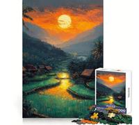 Rompecabezas Atardecer sobre terrazas de arroz para Adolescentes, 1000 Piezas, Juguete de lógica, diversión Relajante, Bordes Suaves, Regalo de cumpleaños 38x52cm