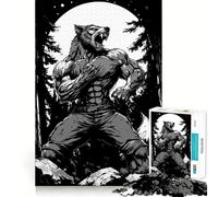 Rompecabezas Aullido de Hombre Lobo para Adultos 1000 Piezas Juego de Memoria Ensamblaje Firme y Seguro Juego de Construcción de Conexión Significativa (50x75cm)