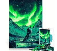 Rompecabezas Aullido de Lobo en la Aurora Boreal de 1000 Piezas para Adultos Divertido Juego de Memoria Requiere Corte Experto Actividad Relajante para Grupos en Interiores (50x75cm)