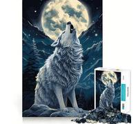 Rompecabezas Aullido de Lobo para Adultos,1000 Piezas,Juego para estimular la Mente,Piezas de Ajuste preciso y sin Costuras,Actividad Relajante para Grupos en Interiores (50x75cm)