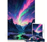 Rompecabezas Aurora Boreal sobre Lago de Montaña, 1000 Piezas para AdolescentesCreativo, Pensamiento Fácil, Diversión, Bordes Precisos, (50x75cm)