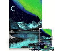 Rompecabezas Aurora Boreal sobre Lago de Montaña para Adultos 1000 Piezas Concentración Habilidad Ocio Placer Interconexión Bien Elegante (38x52cm)