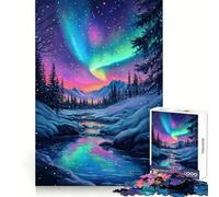 Rompecabezas Aurora Winter Glow para Adultos, 1000 Piezas, Ejercicio Inteligente, Placer Relajante, Bordes precisos, Sorpresa navideña (38x52cm)
