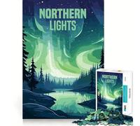 Rompecabezas Auroras Boreales de 1000 Piezas para Adolescentes Juguete Relajante Que estimula la Memoria y CREA Bordes Ajustados Regalo Premium (50x75cm)