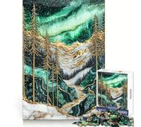 Rompecabezas Auroras Boreales, Noches Doradas para Adultos, 1000 Piezas, Mejora la Memoria, Ocio, Diversión, Bordes Precisos, Un Regalo Encantador (50x75cm)