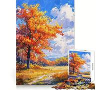 Rompecabezas Autumn Blaze para Adultos, 1000 Piezas, Critical Think Serene Escape, Bordes Uniformes, Regalo Festivo (38x52cm)