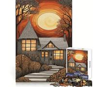 Rompecabezas Autumn Cottage Sunset para Adultos, 1000 Piezas, Critical Think Serene Escape, Bordes Uniformes, Regalo Festivo (50x75cm)