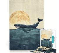 Rompecabezas Ballena bajo la Luna de 1000 Piezas Desarrolla la Memoria y la Capacidad de Recordar Divertido de Calidad Profesional Ideal para Recortar Un Regalo Original para estimular la Mente