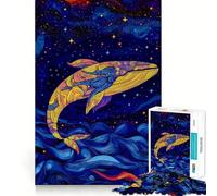 Rompecabezas Ballena en el Cielo Nocturno 1000 Piezas para Adolescentes Juego para estimular la Mente Montaje Firme y Seguro Actividad Nocturna Divertida para Toda la Familia (38x52cm)