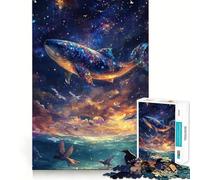 Rompecabezas Ballena en Las Estrellas 1000 Piezas Juego de Habilidad Mental Ajuste Estable sin Piezas Que se muevan pasatiempo Divertido para Fines de Semana Largos (38x52cm)