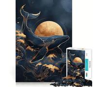 Rompecabezas Ballena Kintsugi Luna Dorada 1000 Piezas Diversión para ejercitar la Memoria Bordes Lisos Encaje Forma Divertida de llenar Las Horas Libres (38x52cm)