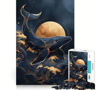 Rompecabezas Ballena Kintsugi Luna Dorada 1000 Piezas para Adolescentes Diversión Que Estimula la Mente Ajuste Espacios Espacios Espacio Cautivador Ocio para Interiores Acogedores