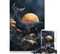 Rompecabezas Ballena Kintsugi Luna Dorada 1000 Piezas para Adultos Estimulación Cognitiva Escape Conciencia Plena Cierre Seguro Regalo Navideño (50x75cm)