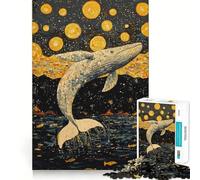 Rompecabezas Ballena Saltando hacia Las Estrellas de 1000 Piezas Juego de concentración Mental Corte de precisión Bordes Lisos Actividad Absorbente para Noches tranquilas (38x52cm)