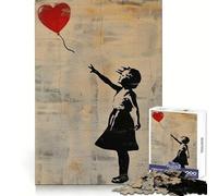 Rompecabezas Banksy Niña Globo Rojo 1000 Piezas para Adultos Habilidad Lógica Pasatiempo Relajante Ensamblaje Preciso Acogedor (50x75cm)
