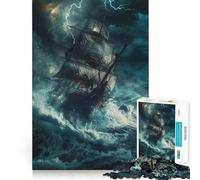 Rompecabezas Barco en la tormenta para Adolescentes, 1000 Piezas, Juguete de lógica Mental, Alivio del estrés, Corte Firme, Regalo de Papá Noel 38x52cm