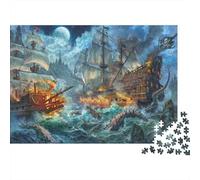 Rompecabezas Barco Pirata 1000 Piezas Adultos Papel Entrenamiento Mental Puzzle Aventura Piratas decoración Pared Relajante 38x26cm/1000pcs