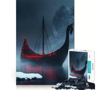 Rompecabezas Barco Vikingo en la Niebla,1000 Piezas,Juguete de construcción Focus,Ajuste Huecos,Actividad gratificante para días lluviosos (38x26cm)