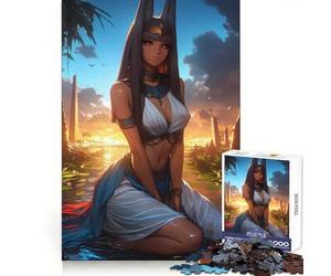 Rompecabezas Bastet, Diosa egipcia, de 1000 Piezas, para adolescentesPiensa Que el Tiempo de Entrenamiento está Bien empleadoBordes definidosRegalo Festivo (38x26cm)