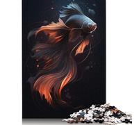 Rompecabezas Betta Negro y Naranja Premium, 100% Papel Reciclado, Rectangular, 1000 Piezas (75 x 50 cm)