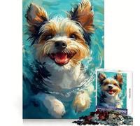 Rompecabezas Biewer Yorkshire Terrier Nadando, 1000 Piezas para Adultos, agudeza Mental, pasatiempo Relajante, Ajuste preciso, (50x75cm)