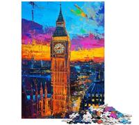 Rompecabezas Big Ben Vibrante al Atardecer 1000 Piezas Rompecabezas para Adultos desafío difícil Ayuda a ejercitar el Cerebro cumpleaños (75x50cm)