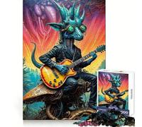 Rompecabezas Bio Rhythms Dino Guitarrista 1000 Piezas para Adolescentes Habilidad de Pensamiento Ocio Entretenimiento Bordes Limpios Regalo de Invierno (38x52cm)
