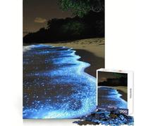 Rompecabezas bioluminiscente de Playa Nocturna de 1000 Piezas para Adultos Ideal para Relajarse y concentrarse Corte Suave Un Regalo Encantador (38x52cm)