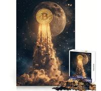 Rompecabezas Bitcoin a la Luna de 1000 Piezas para Adolescentes Mejora la concentración Pasatiempo Relajante Cierre Seguro Bonito Regalo (38x26cm)