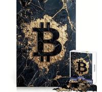 Rompecabezas Bitcoin Black and Gold Marble para Adolescentes, 1000 Piezas, Sharp Recall Quiet Recreation Uniform Cut, Navidad (50x75cm)