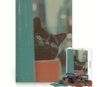 Rompecabezas Black Cat Dreaming de 1000 Piezas para Adolescentes Sharp Recall Serene Escape Uniform Cut Perfect Xmas (38x26cm)