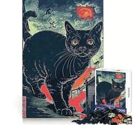 Rompecabezas Black Cat Japan de 1000 Piezas para Adolescentes Recall Power Cozy Downtime Firm Interlock Lovely Gift (50x75cm)