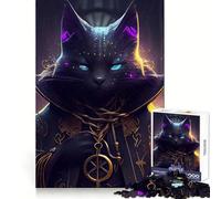 Rompecabezas Black Cat Magic de 1000 Piezas para Adultos Actividad Cerebral, Relajante y Divertida Corte preciso Regalo Ideal de Navidad (38x26cm)