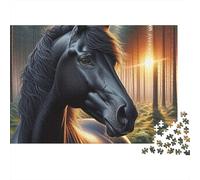 Rompecabezas Black Hore Foret de 1000 Piezas. Cabeza de Black Hore en Primer Plano. para Adultos de 12 años en adelante. Juego Educativo. Difícil. Reto .52 x 38 cm.