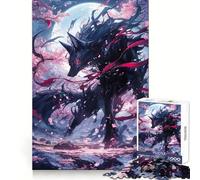 Rompecabezas Black Kitsune Sakura de 1000 Piezas para Adolescentes Sharp Recall Leisure Escape Uniform Cut Regalo significativo (50x75cm)