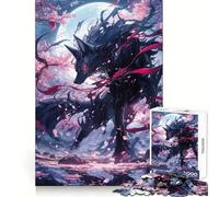 Rompecabezas Black Kitsune Sakura para Adolescentes, 1000 Piezas, Pensamiento estratégico, interacción Suave, Ajuste preciso, (38x52cm)