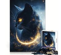Rompecabezas Black Magic Cat de 1000 Piezas para Adolescentes: diversión Intelectual, Escape Mental, Bordes precisos, Regalo de cumpleaños (38x26cm)