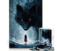 Rompecabezas Black Wolf and The Little Girl Teenager de 1000 Piezas para Entrenamiento de concentración, Calma y distracción Unión Perfecta Regalo Ideal (38x52cm)