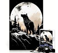 Rompecabezas Black Wolf de 1000 Piezas para Adultos Ideal para el Bienestar Mental cumpleaños (38x52cm)