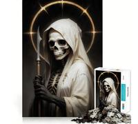 Rompecabezas Blanco de Santa Muerte de 1000 Piezas Juego de concentración Mental Corte de precisión Bordes Lisos Actividad Absorbente para Noches tranquilas (50x75cm)