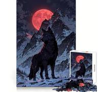 Rompecabezas Blood Moon Alpha︰ Wolf Mountain King para Adolescentes, 1000 Piezas, Intelecto, Habilidad, Recreación pacífica, Limpieza, Únete, Regalo de Invierno (38x26cm)