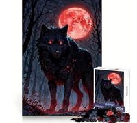 Rompecabezas Blood Moon Hunter︰ Black Wolf de 1000 Piezas para Adolescentes Pensamiento estratégico, Relajante, Divertido, Limpio, Alegre Regalo (38x52cm)