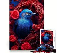 Rompecabezas Blue Bird Red Rose para Adolescentes, 1000 Piezas, estimulación Cerebral, relajación acogedora, Corte Premium, (38x52cm)