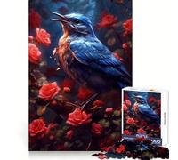 Rompecabezas Blue Bird Red Rose para Adultos, 1000 Piezas, Creativo, Relajante, con Bordes precisos, Sorpresa navideña (38x52cm)